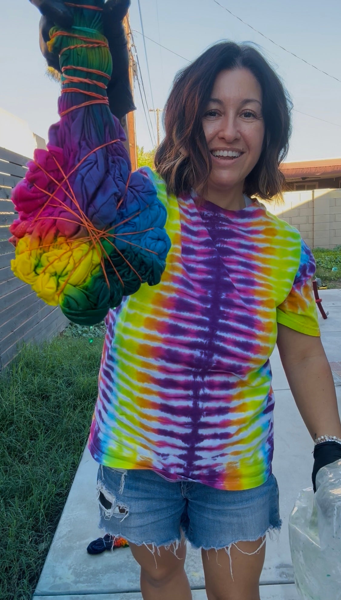 Accordian tie-dyed short sleeved tee