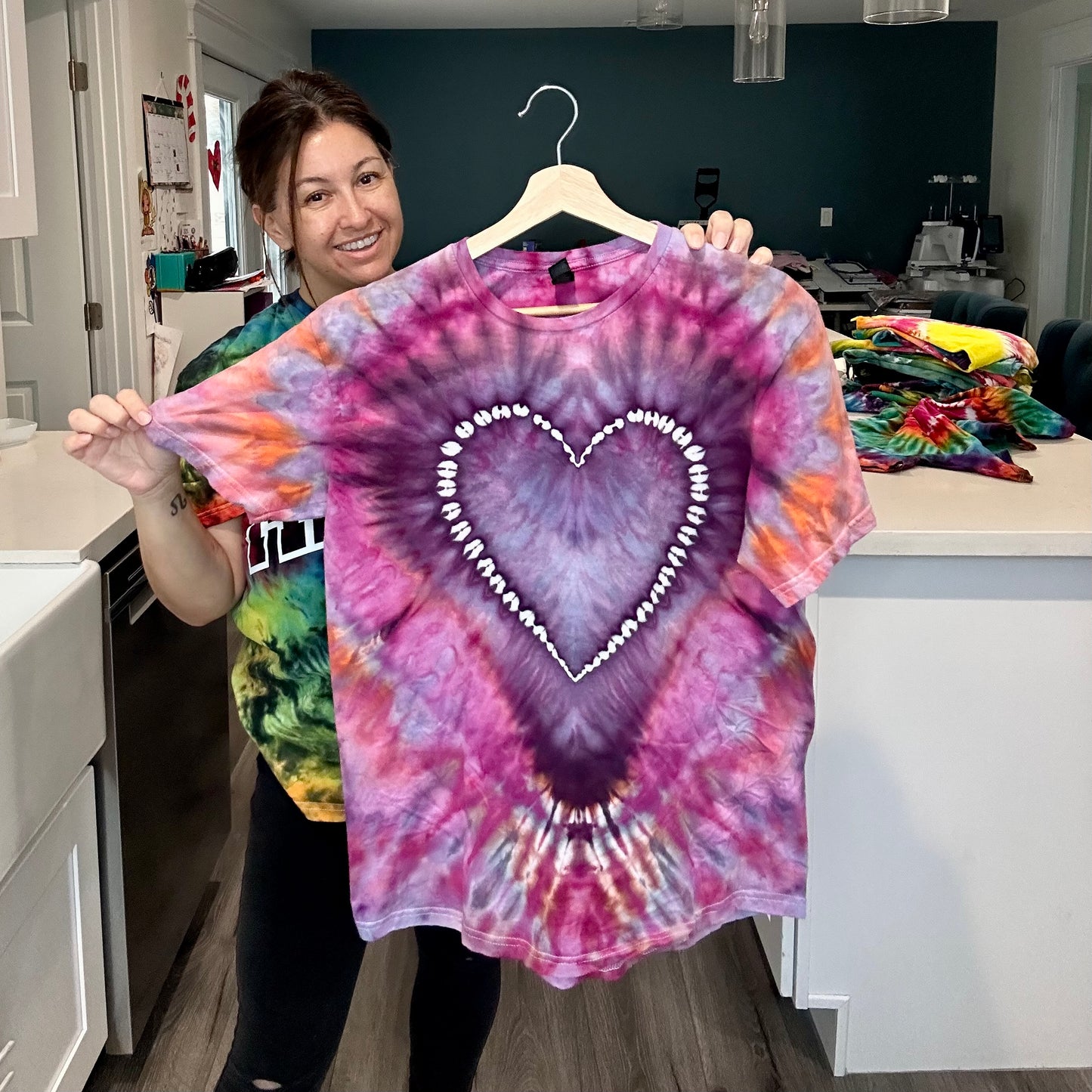 Purple ice dyed heart - large