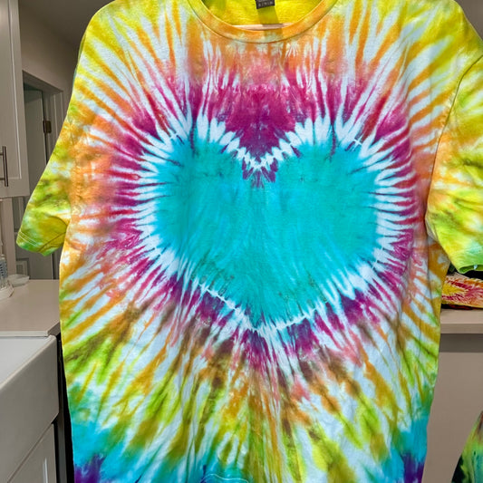 Blue heart with rainbows - XL