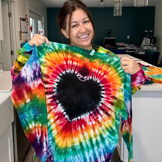 Long-sleeved rainbow heart tee XL