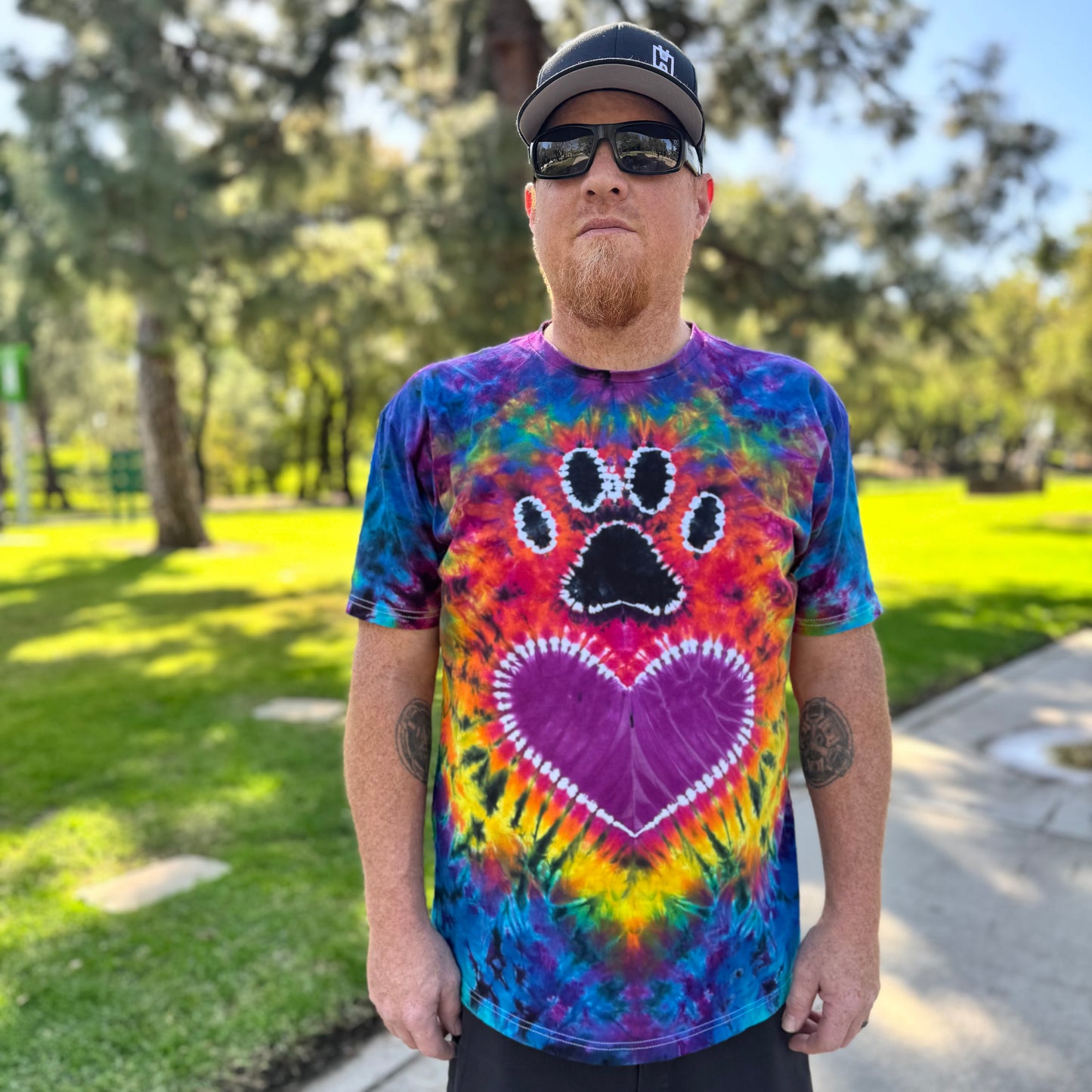 Heart & Paw Print short sleeved tie dye