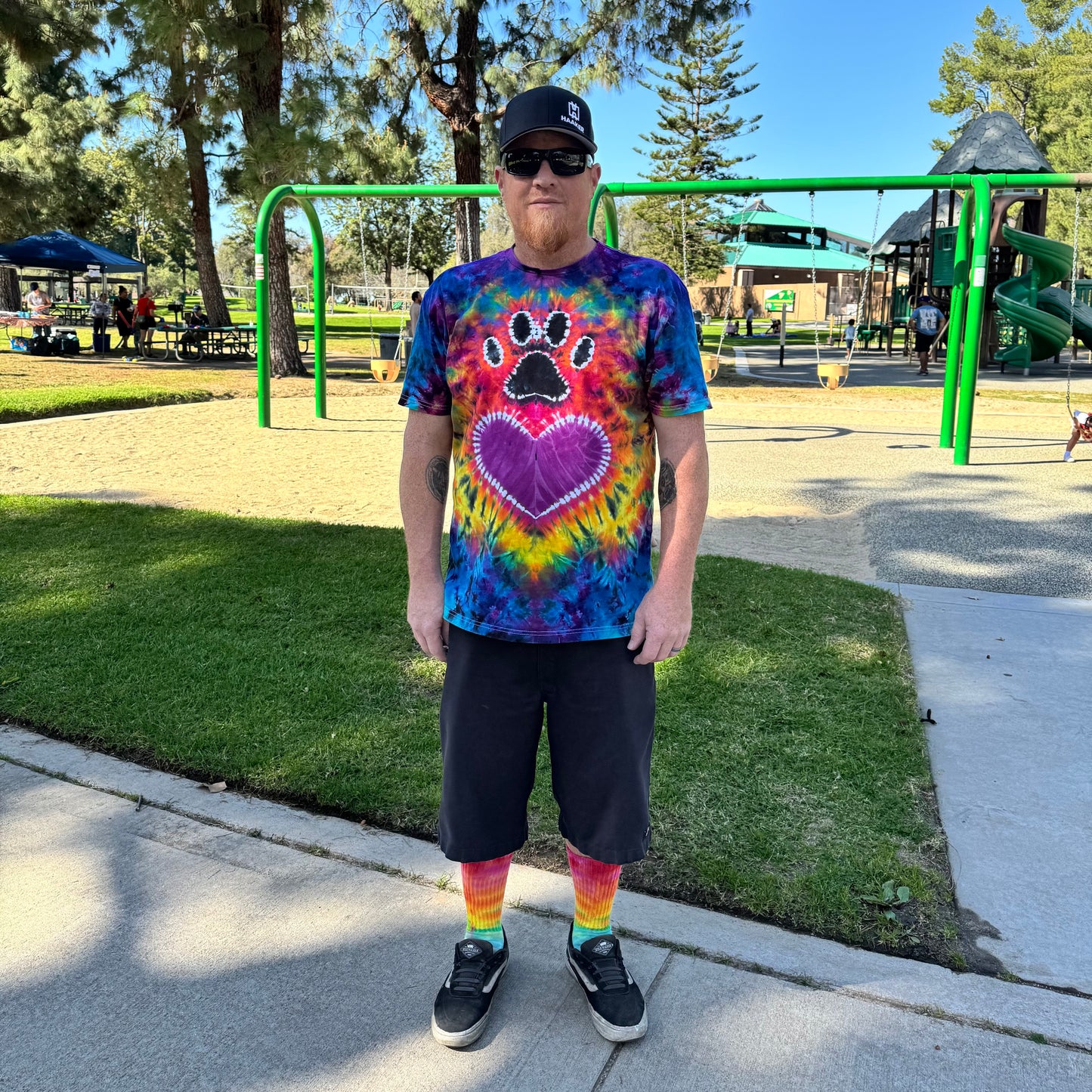 Heart & Paw Print short sleeved tie dye